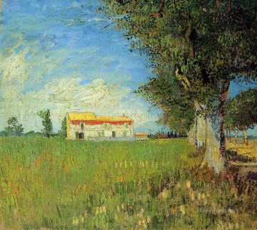 Field Art - Farmhouse in a Wheat Field Vincent van Gogh